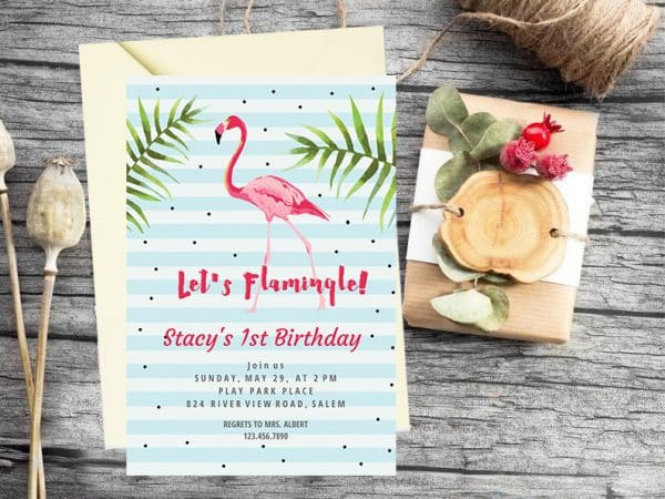Invitatie de botez Flamingo