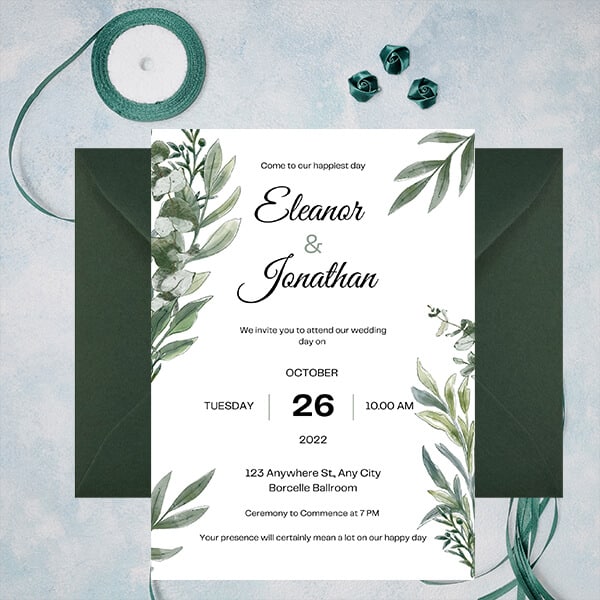 Invitatie pentru nunta Frunze